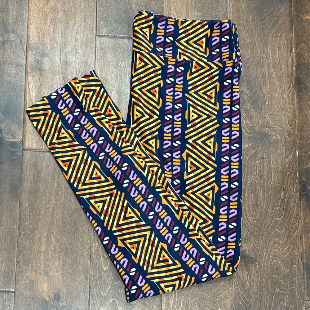 LuLaRoe Yellow and Blue Leggings Vibrant Comfort